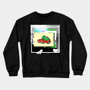 Frog the red car driver lapel pin Crewneck Sweatshirt